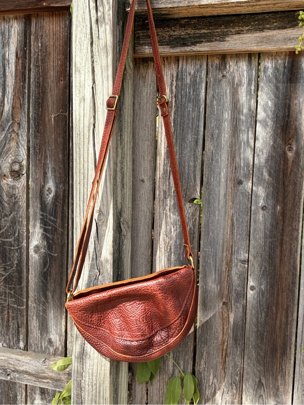Portland Small Leather Rustic Cognac Leather Crossbody Bag